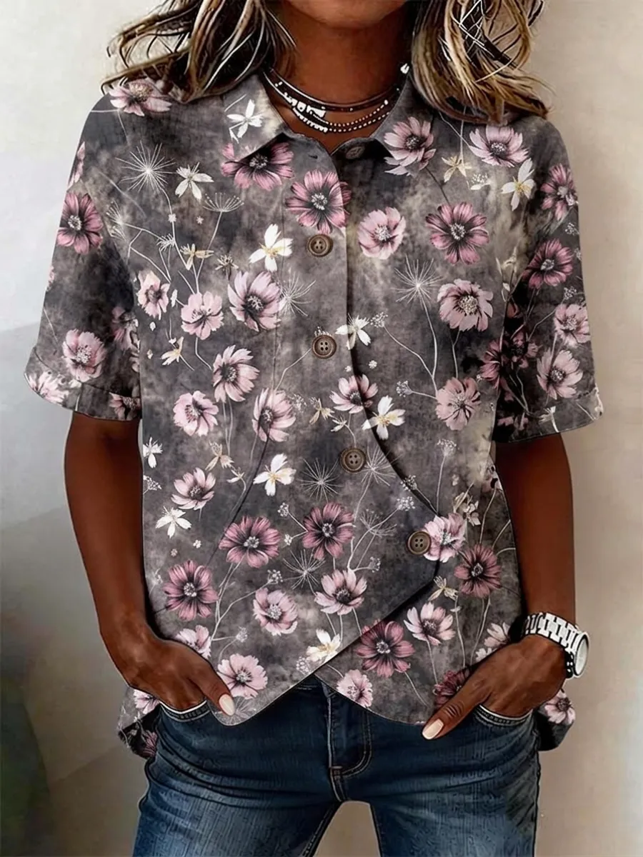 Women's Floral Art Printed Casual Top