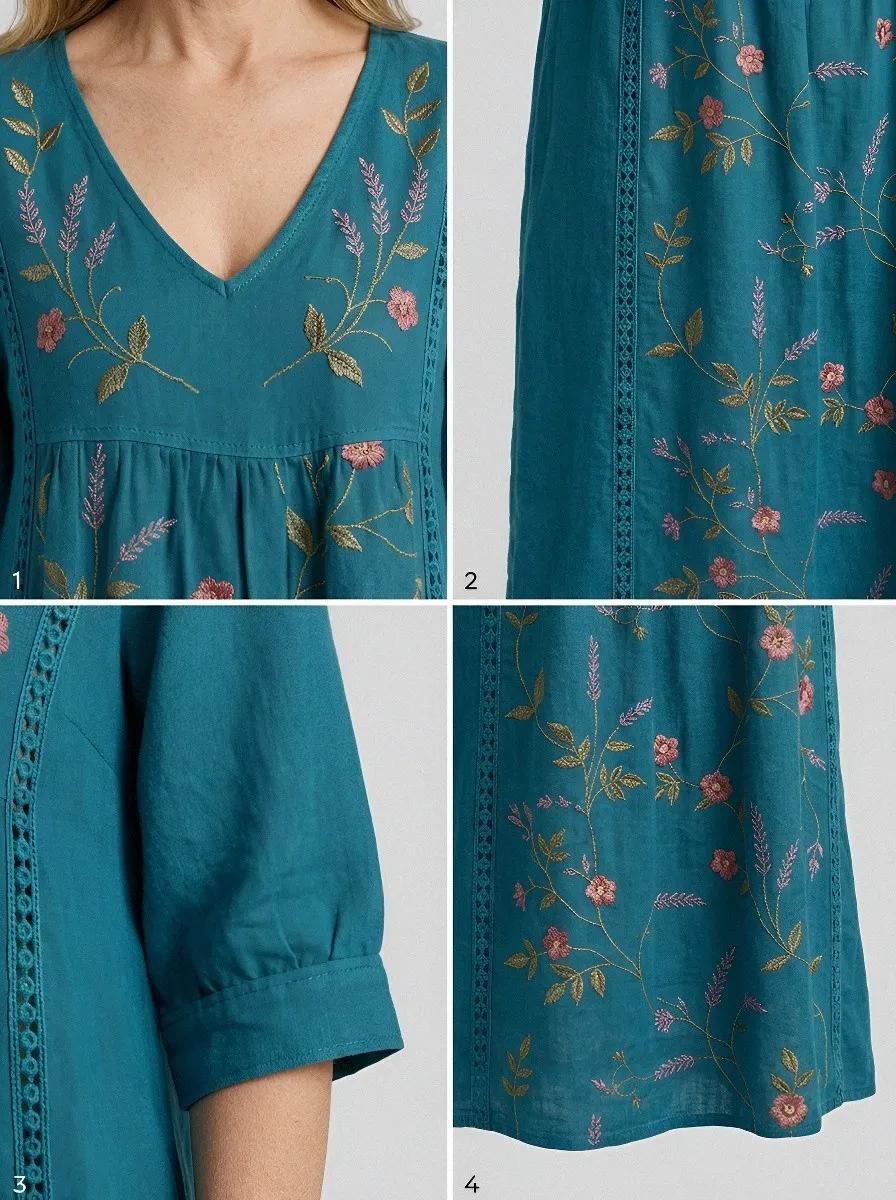 Women's Summer Vacation Floral Embroidery Printed Dress
