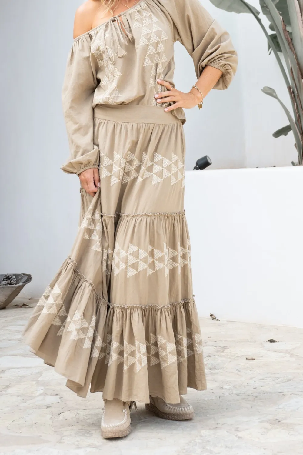 Smart Leisure Maxi Embroidered Skirt