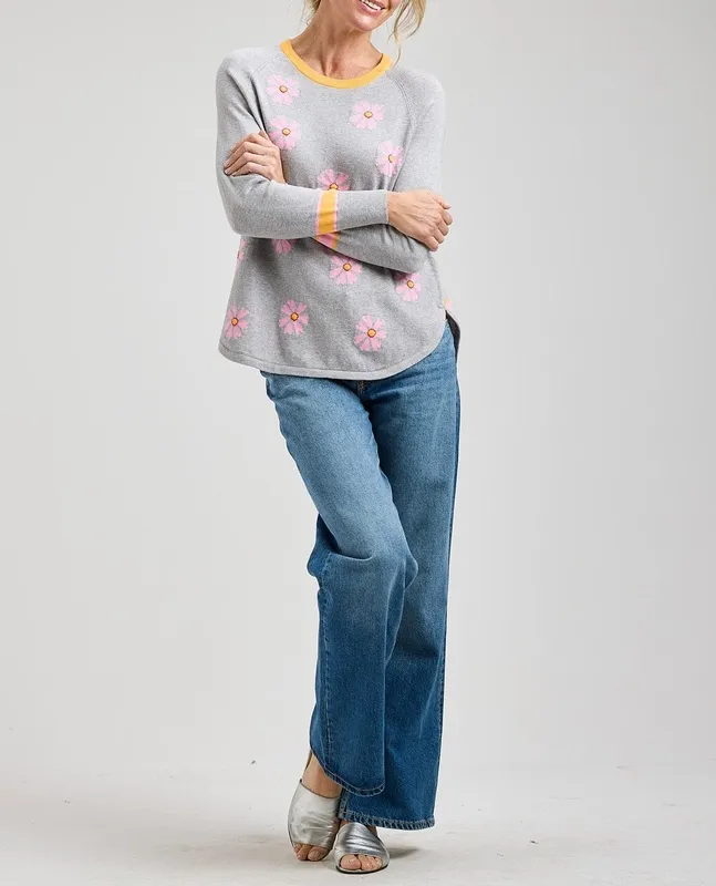 Cotton Cashmere Daisy Ribbed Sweater