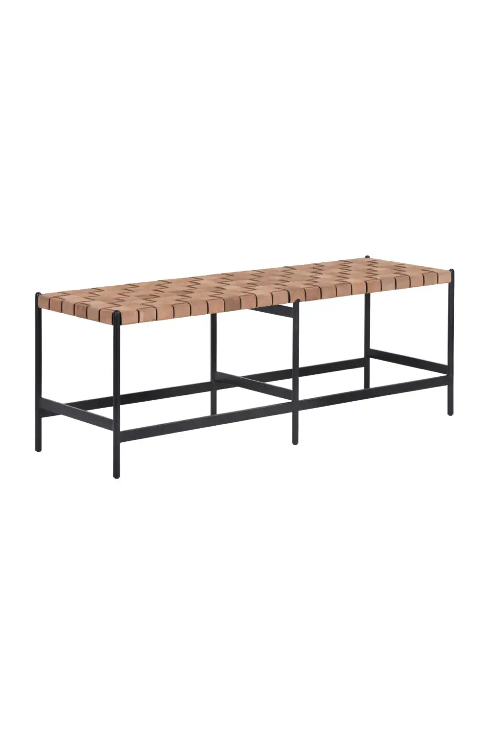 Sculptural Leather Accent Bench