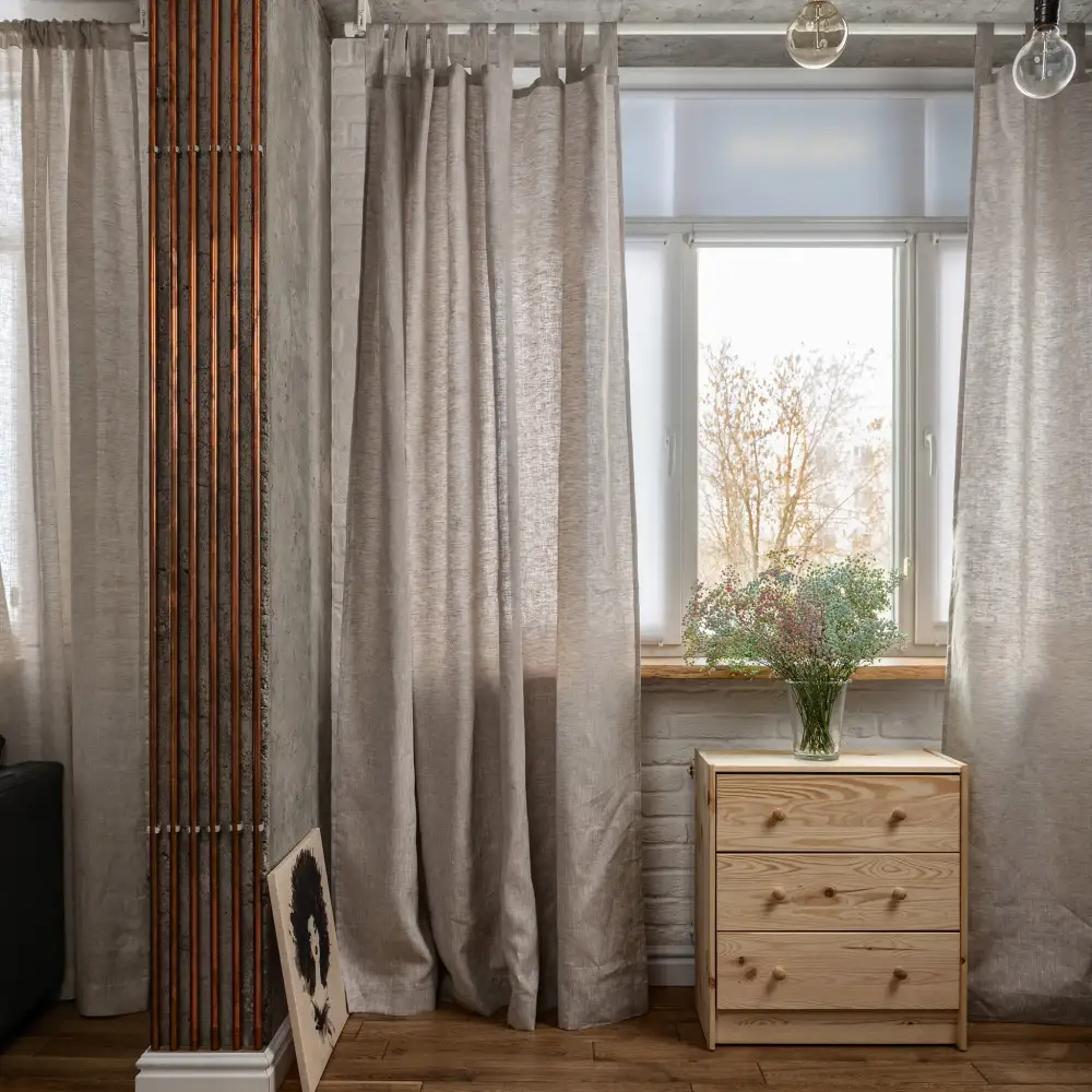Tab Top Linen Curtain Panel