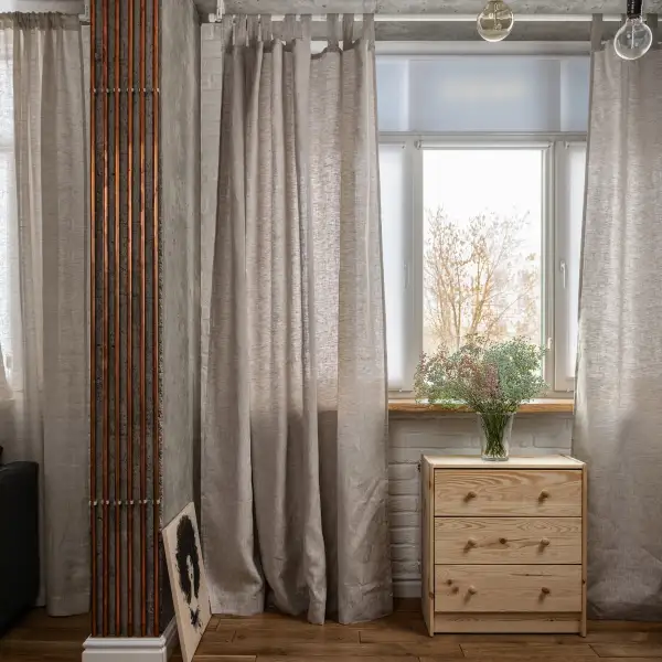 Tab Top Linen Curtain Panel