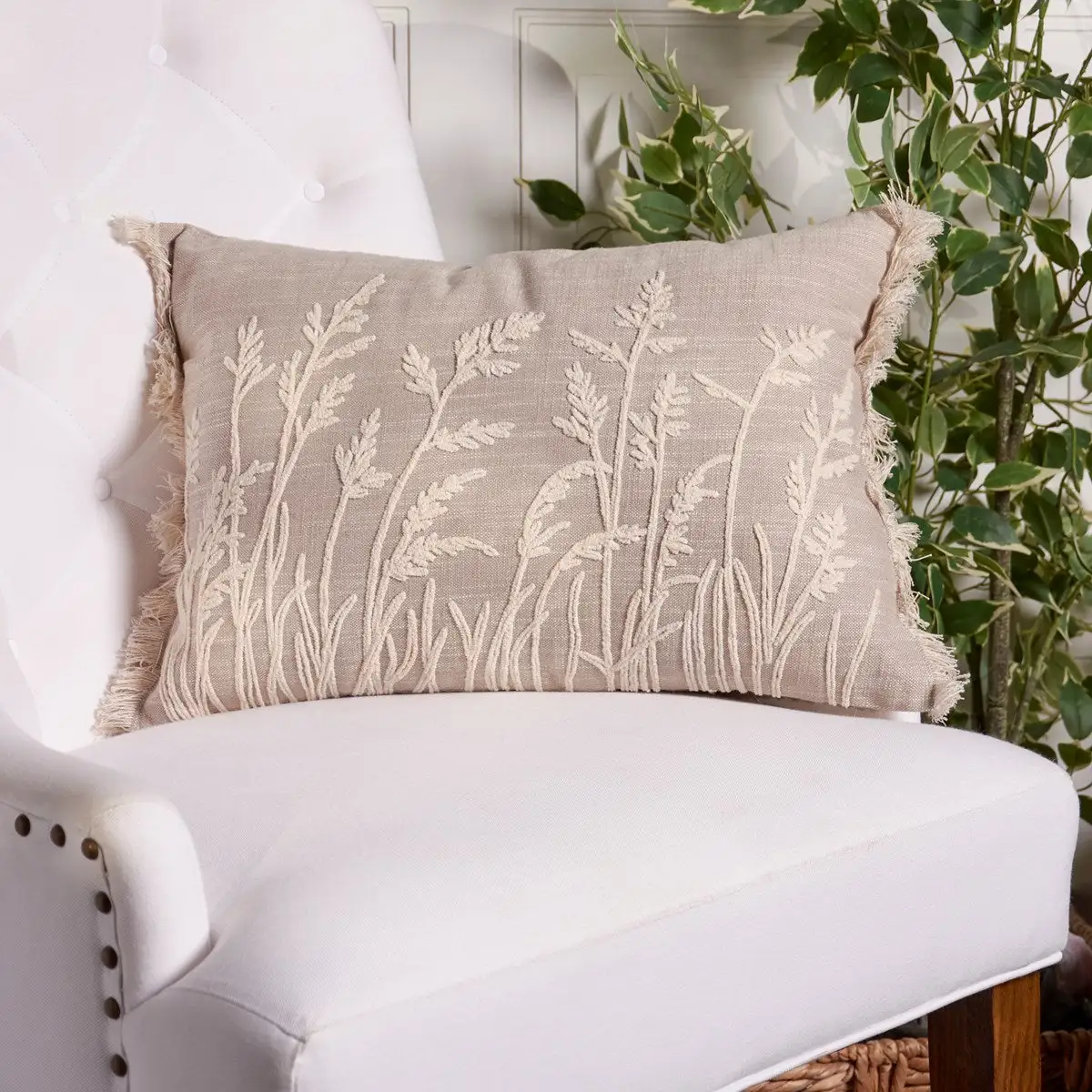 Refined Embroidered Decorative Accent Pillow