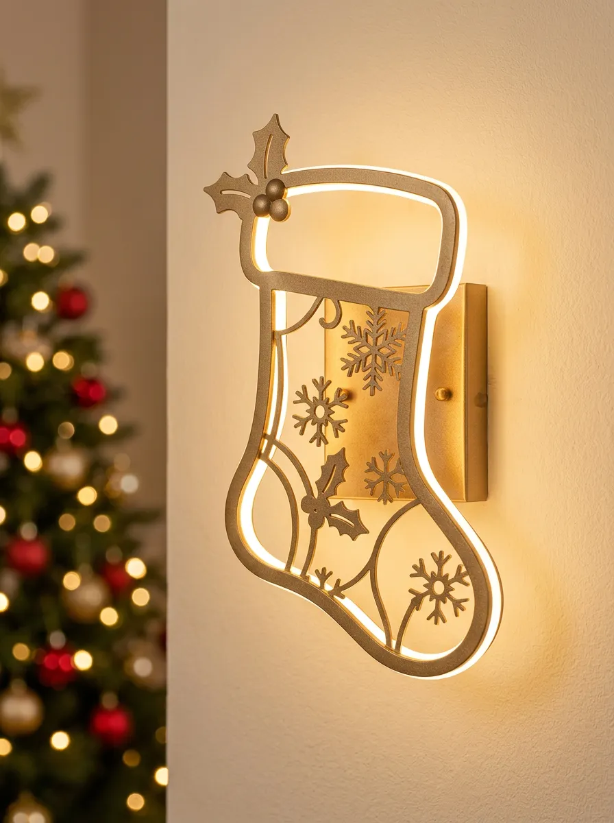 LED Snowflake Stocking Christmas Wall Light