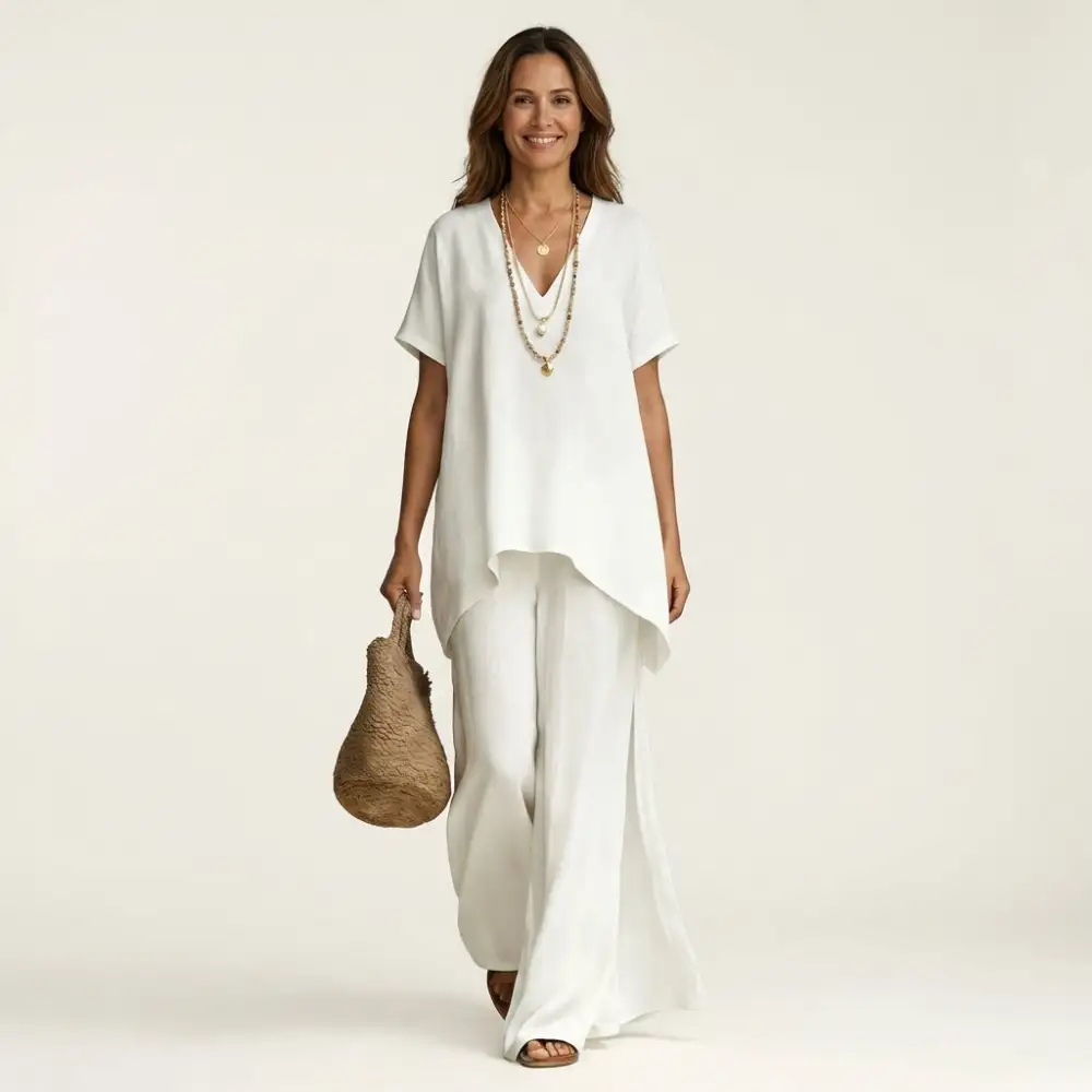 Libiana | V-Neck Linen Set