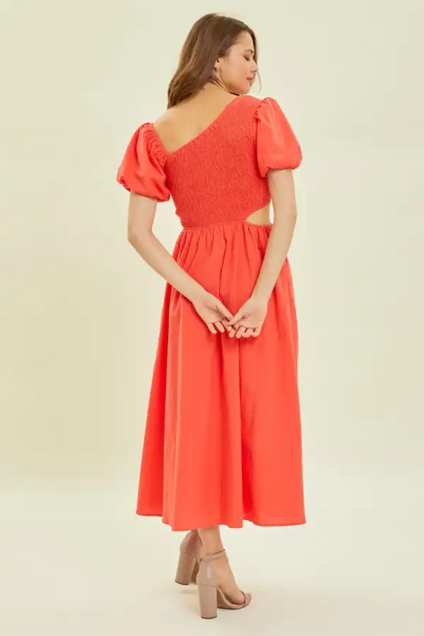 Modern Smocked Cotton Midi Dress