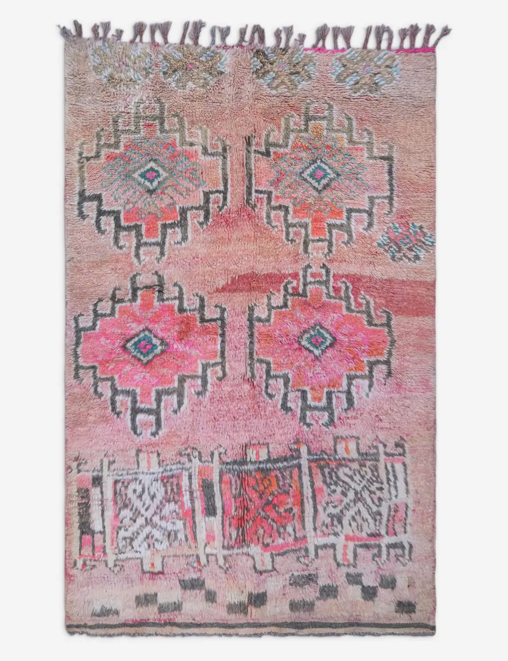 Distinctive Warm Moroccan Inspired Hand Knotted Wool Area Rug