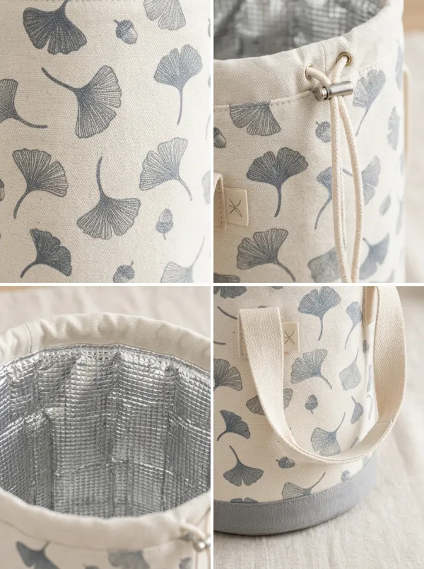 Nature Lover Ginkgo Leaf Acorn Printed Insulated Lunch Bag