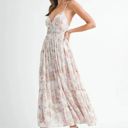 Floral Print Tiered Cami Maxi Dress