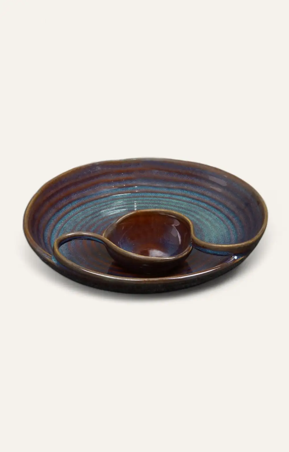 Spiral Glaze Ceramic Chip And Dip Set