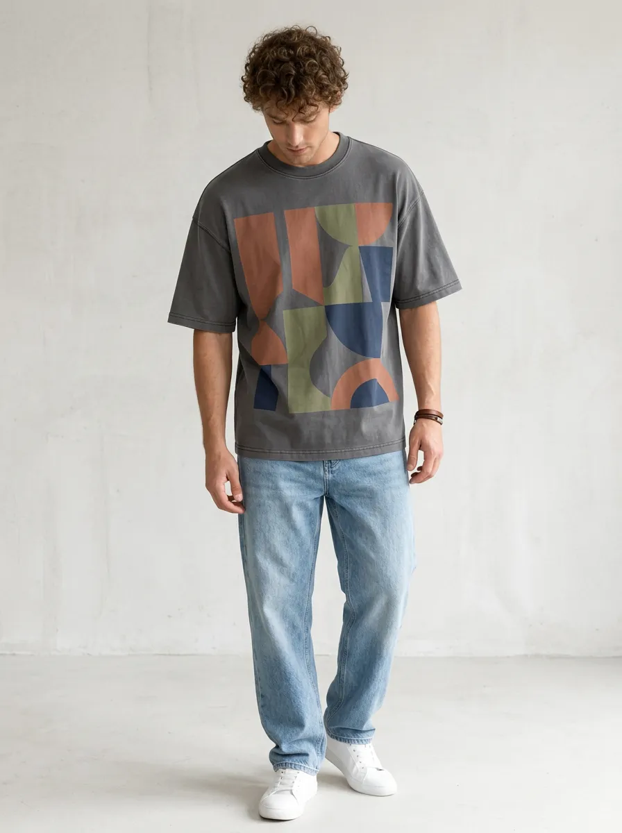 Men's Modern Abstract Geometry Printed T-Shirt