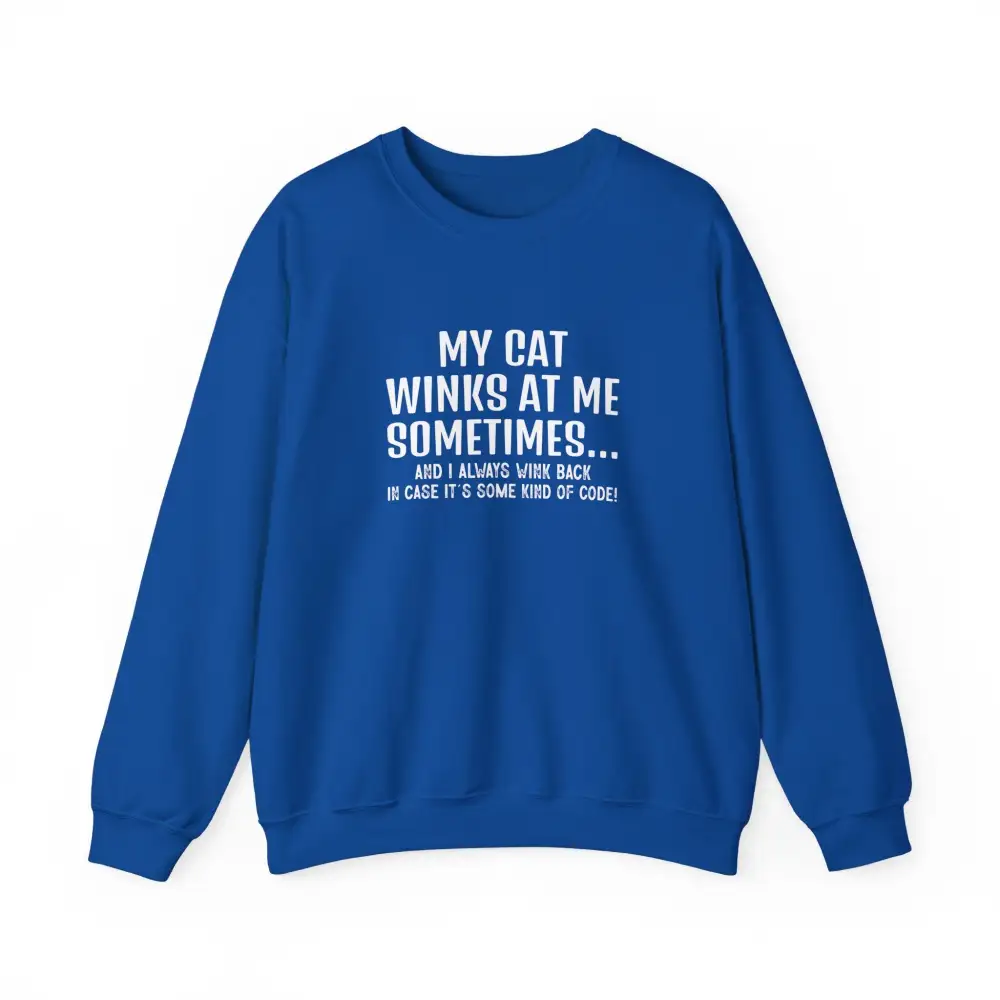 Winking Cat Graphic Crewneck Sweatshirt