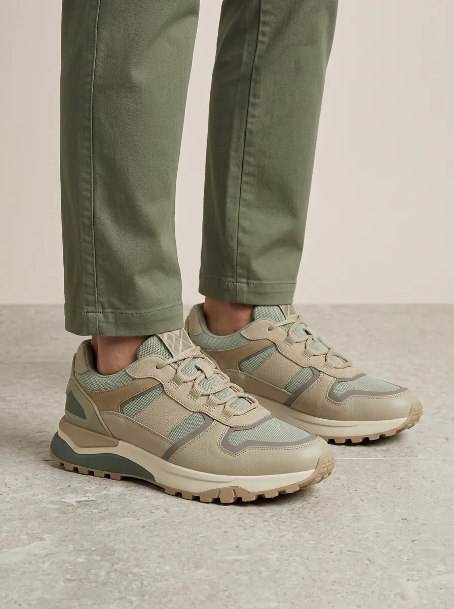 Unisex Casual Outdoor Paneled Print Sneakers