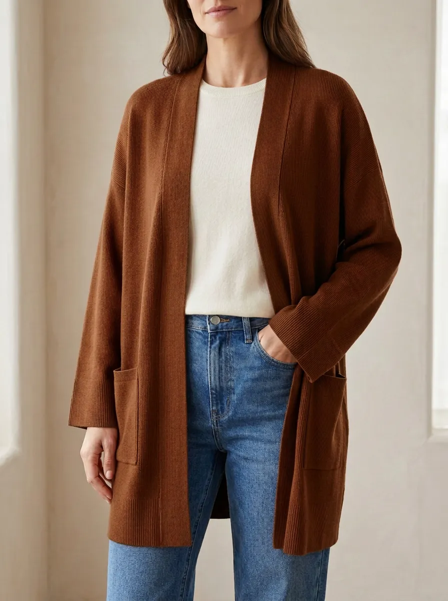 Weekend Ribbed-Knit Knit Cardigan