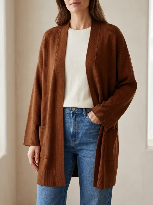 Weekend Ribbed-Knit Knit Cardigan