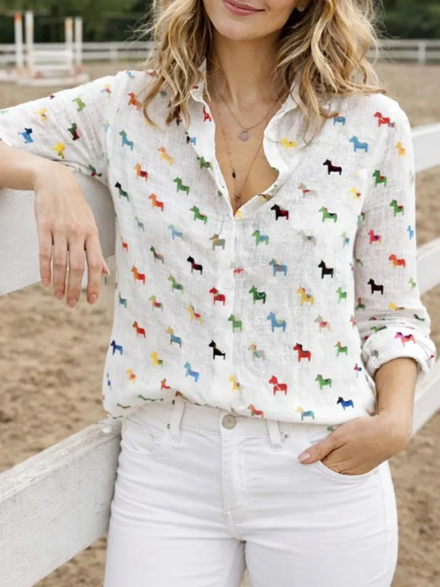 Colorful Horse Print Shirt