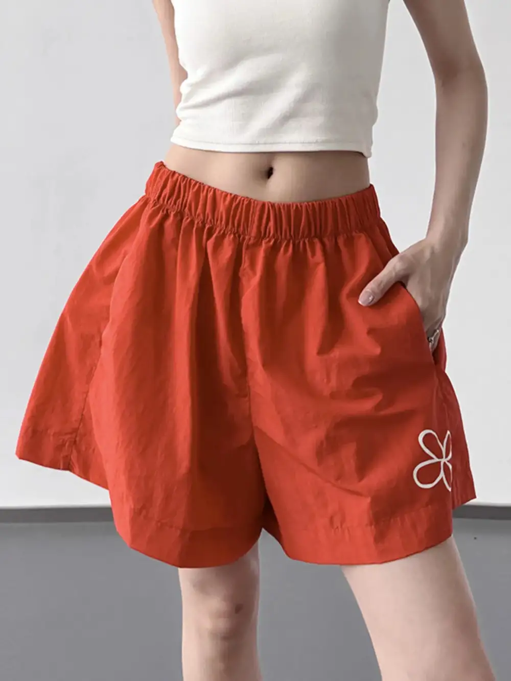 Polyester Elastic Waist Shorts