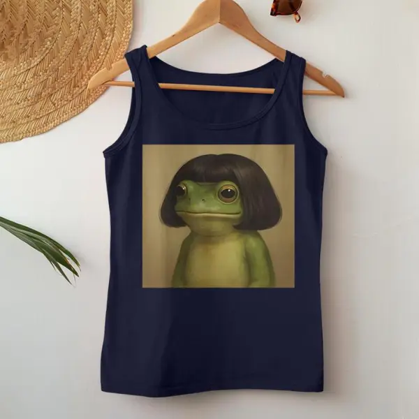 Frog Face With Bob Haircut Women Tank Top