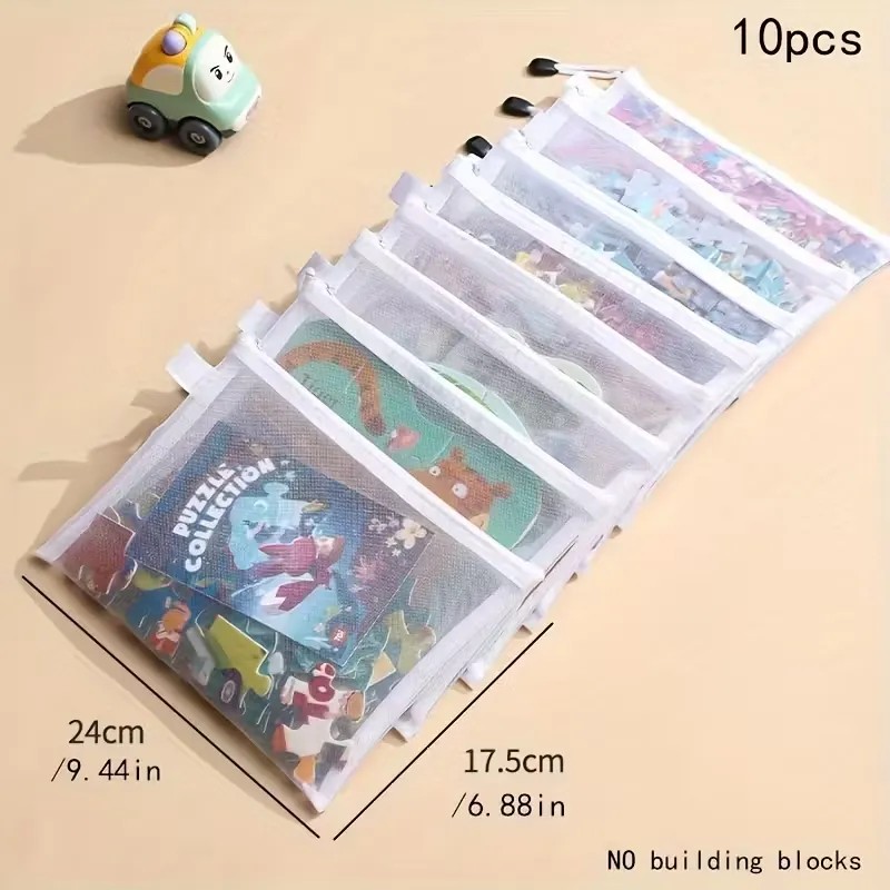 10pcs Transparent Mesh Storage Pouches