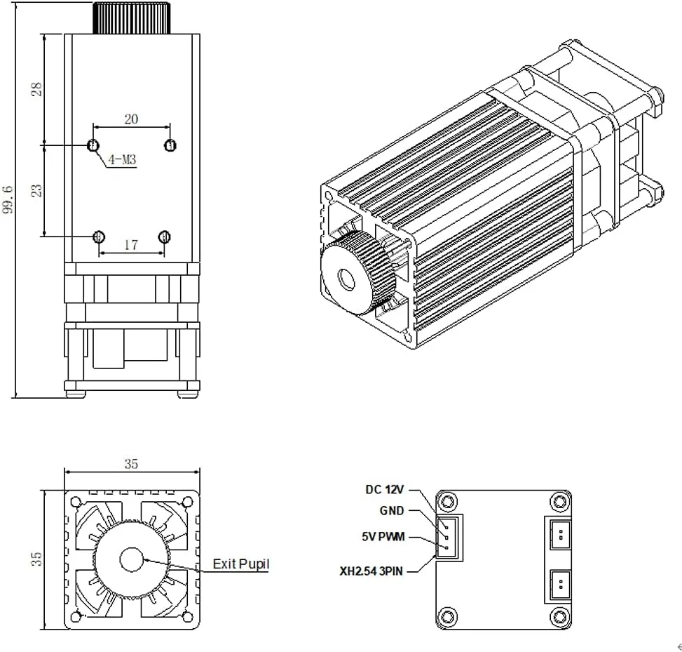4W Laser Engraver Module, 450nm Adjustable Focus
