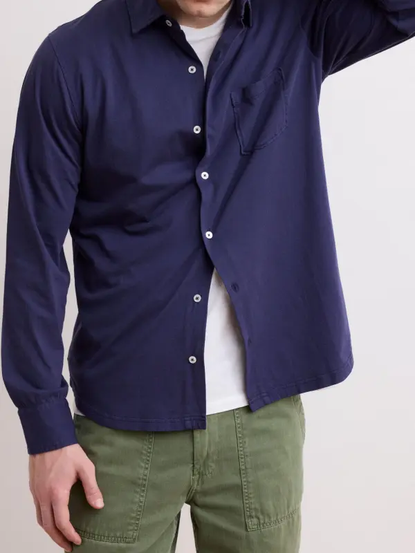 Casual Soft And Comfortable Simple Deep Blue Shirt
