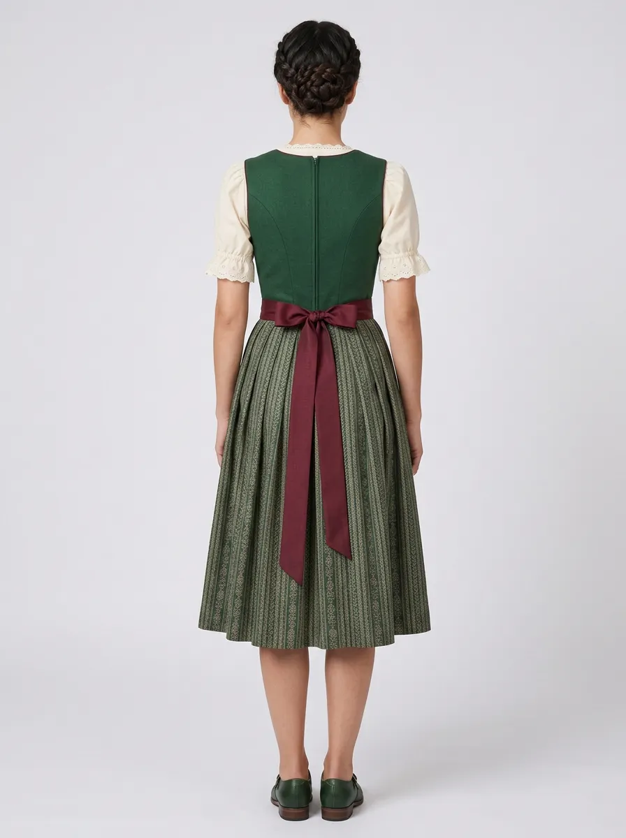 Floral Embroidered Square Neck Women's Bavarian Oktoberfest Dirndl Dress