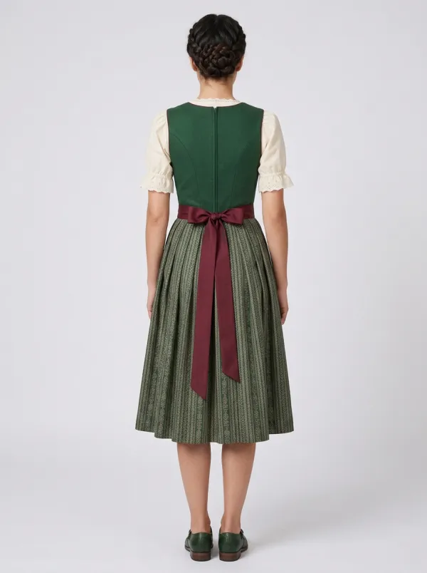Floral Embroidered Square Neck Women's Bavarian Oktoberfest Dirndl Dress