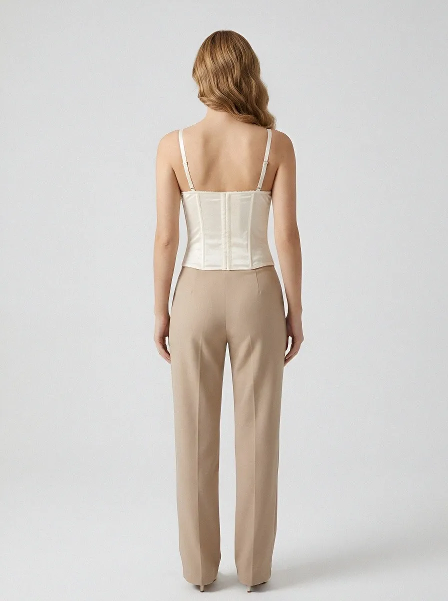 Romantic Floral Lace-Trim Women's Corset Top