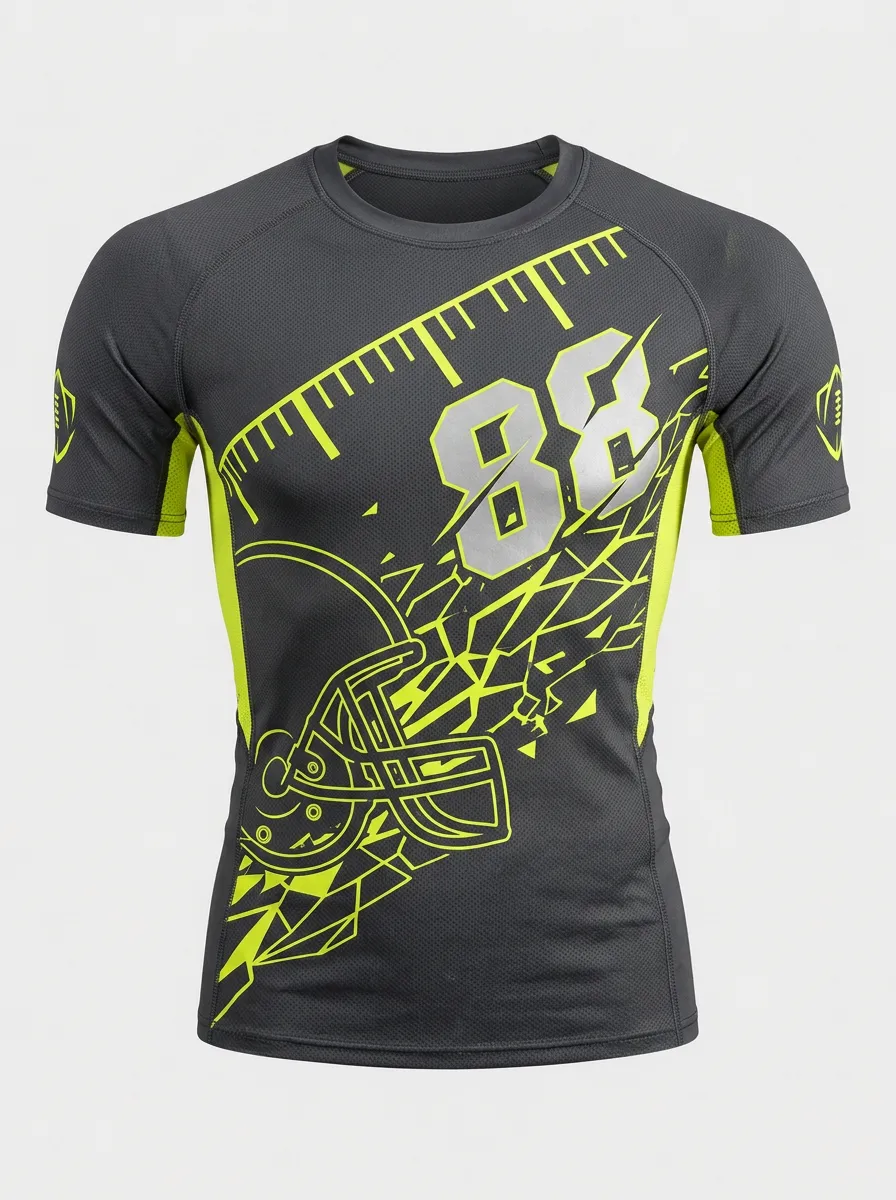 Men's American Football 88 Helmet Graphic Printed Sports Top