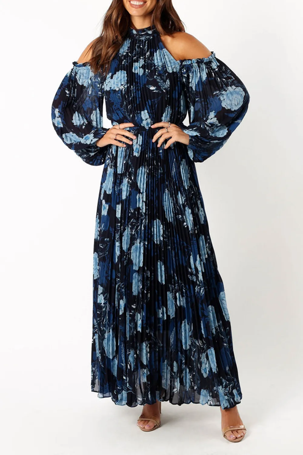 OFF-THE-SHOULDER TRUMPET SLEEVE DRESS
