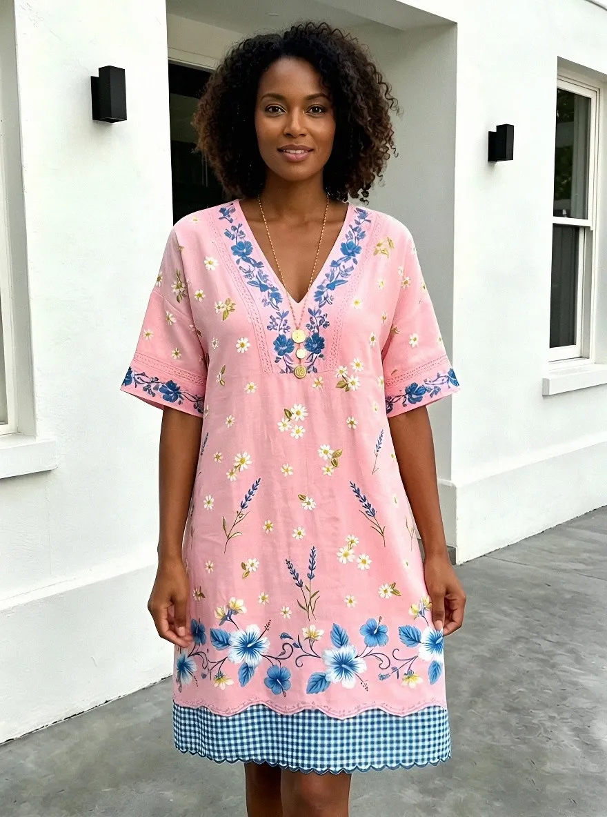Women's Summer Vacation Daisy Hibiscus Floral Printed Dress
