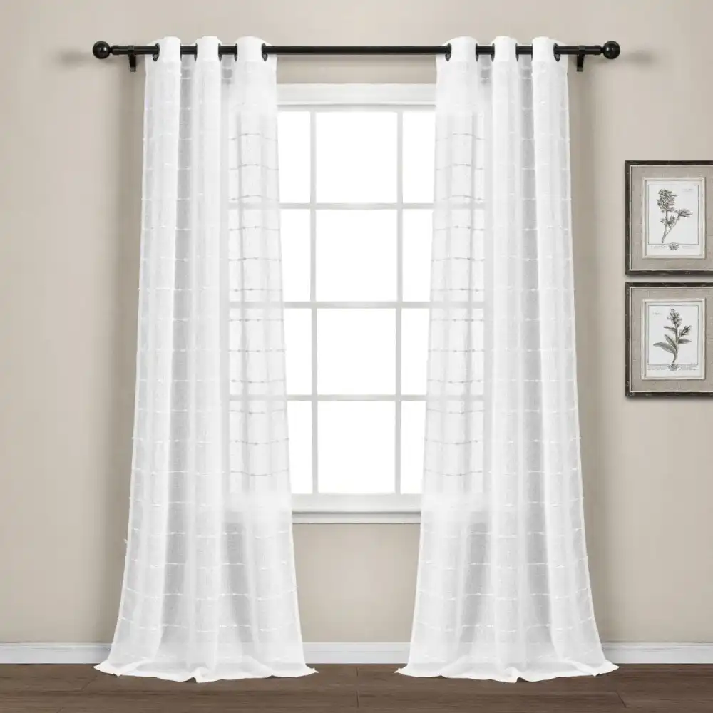Farmhouse Solid Sheer Grommet Textured Curtain Panel