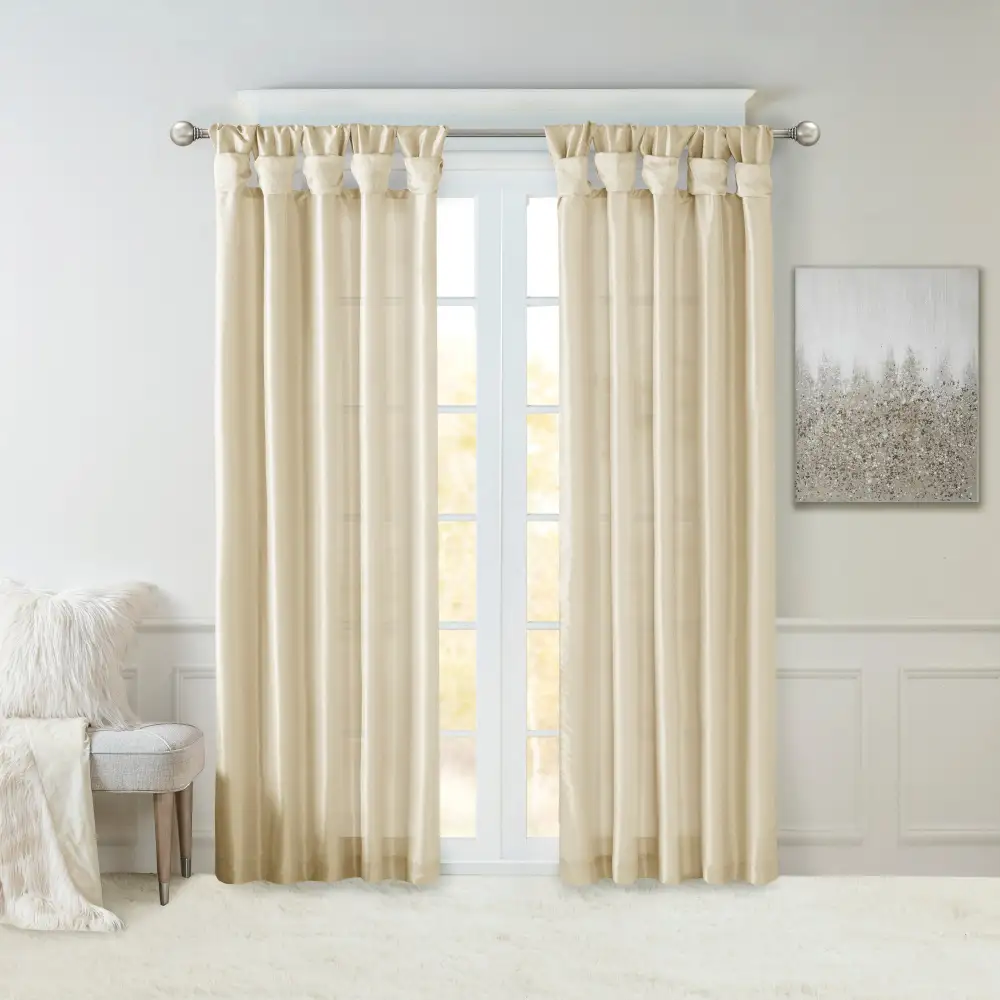 Soft Faux Silk Twist-Tab Curtain Panel