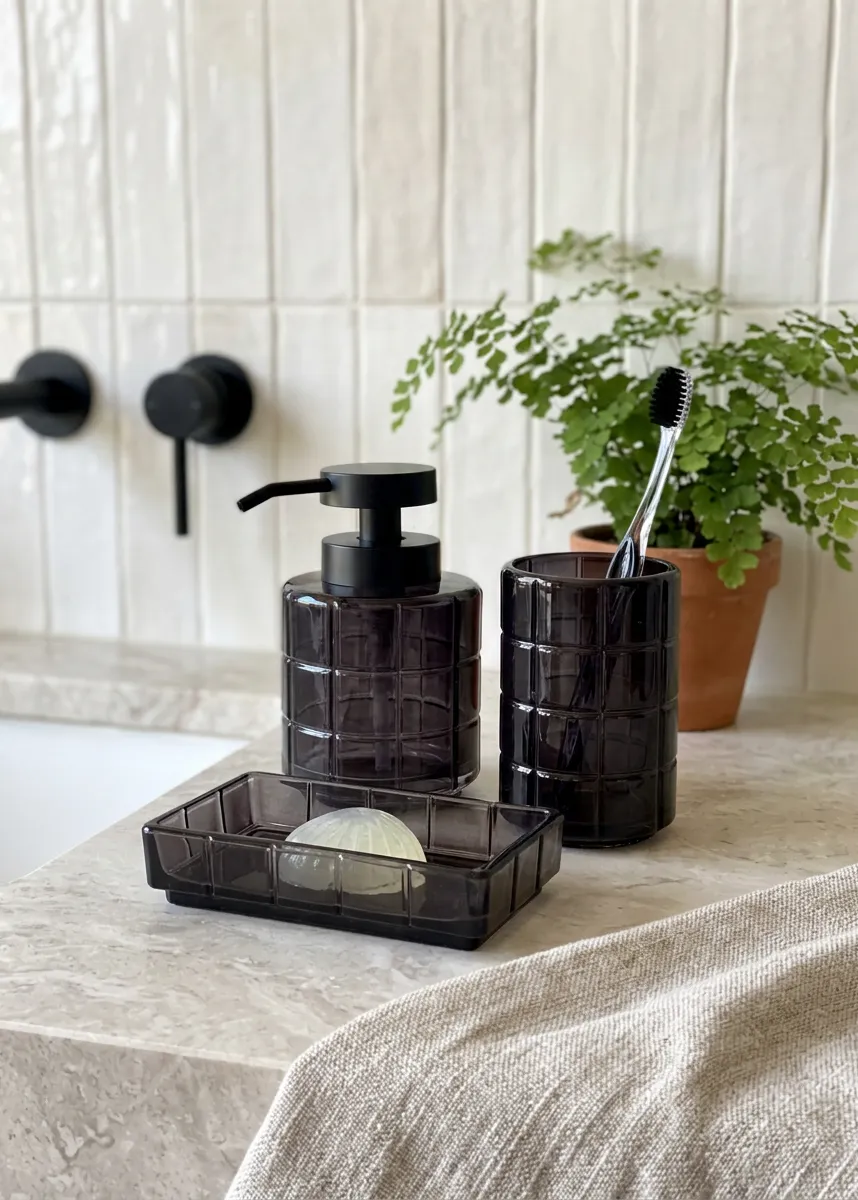 Cube Bathroom Set Black Of