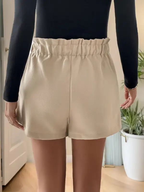 Polyester Frill Drawstring Shorts With Pockets