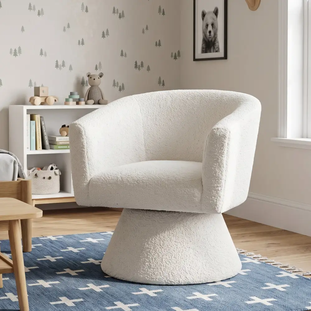 Swivel Comfort Lounge Boucle Swivel Armchair