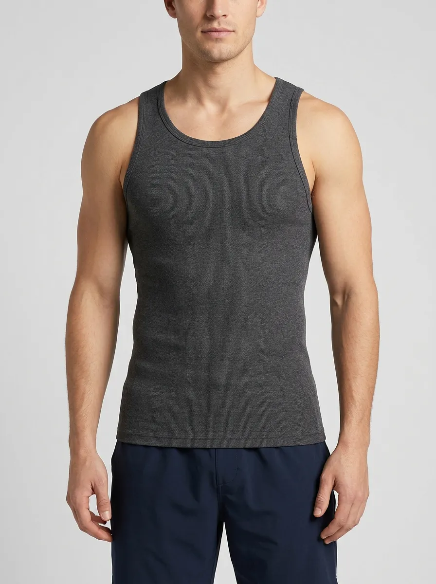 Easy-Wear Ribbed Men's Fitted Tank Top