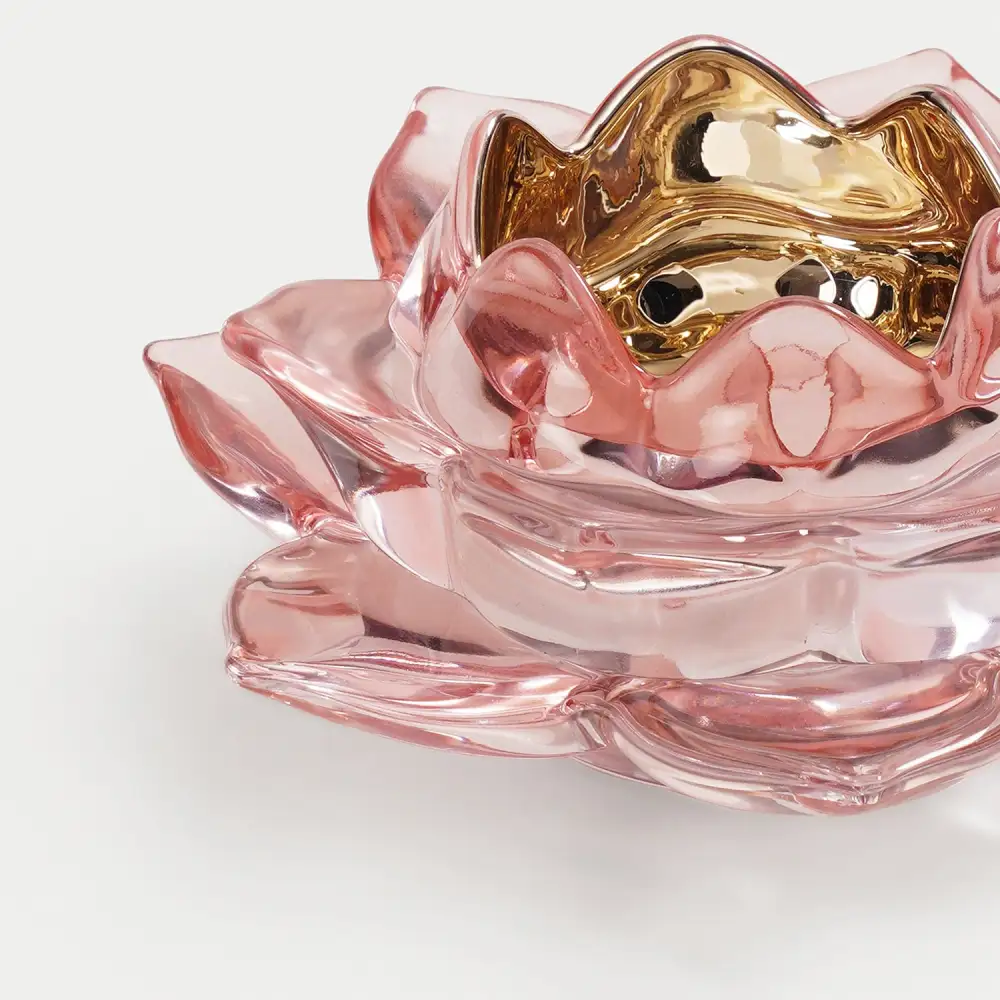 Light Pink Lotus Glass Tealight Holder
