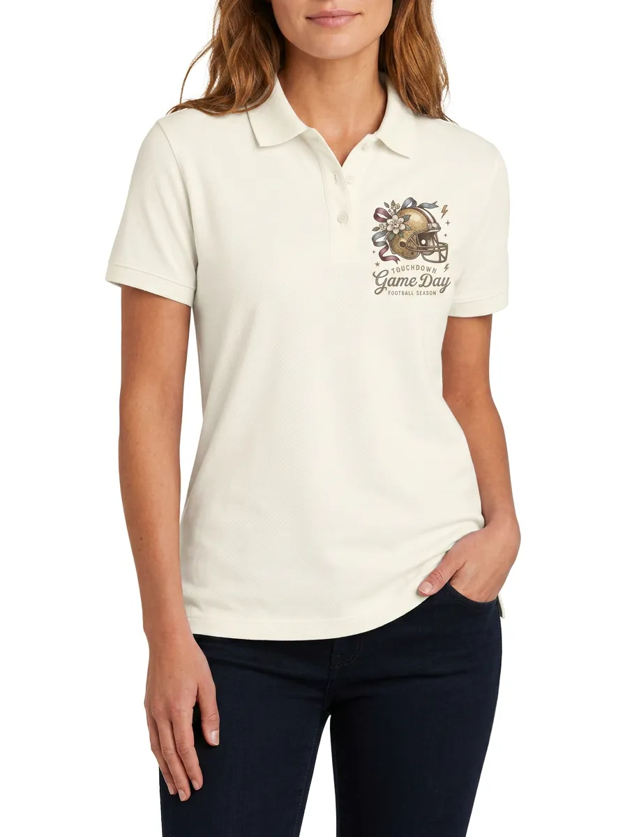 Football Lover Touchdown Game Day Floral Helmet Graphic Polo Shirt
