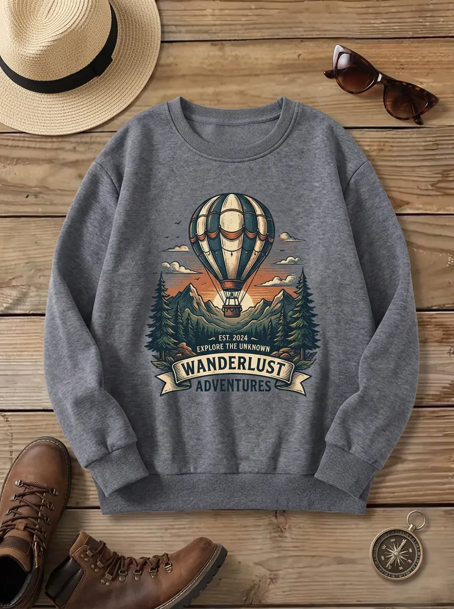 Unisex Wanderlust Adventure Hot Air Balloon Sweatshirt