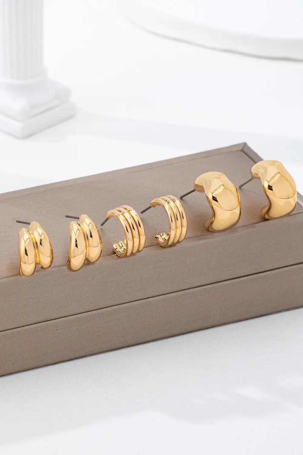 Sculptural Tone Hoop arring Set