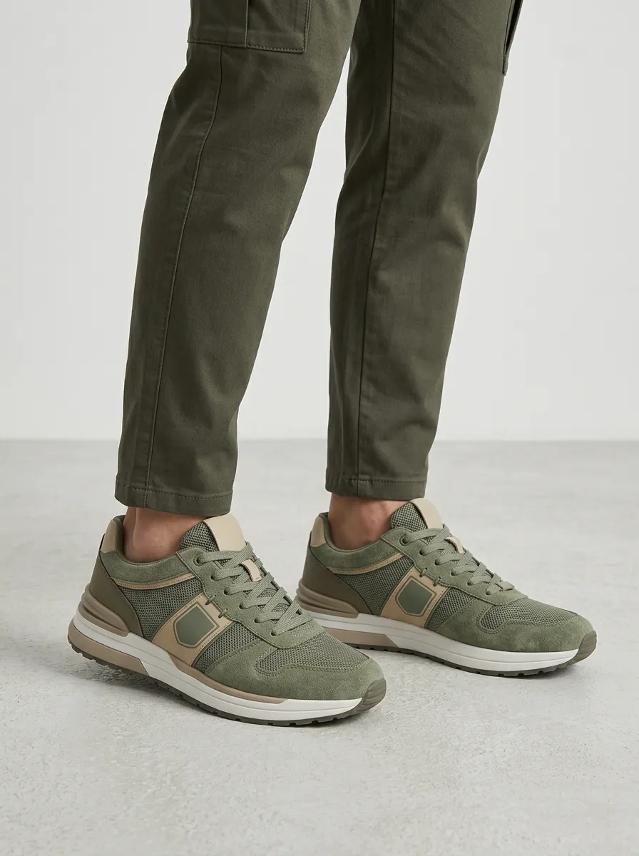Men's Casual Suede Mesh Patchwork Sneakers