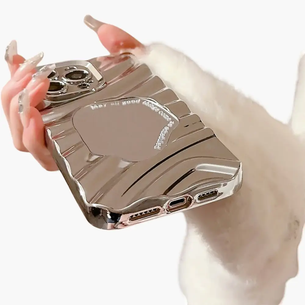 Mirror Cat Glossy Ripple Phone Case