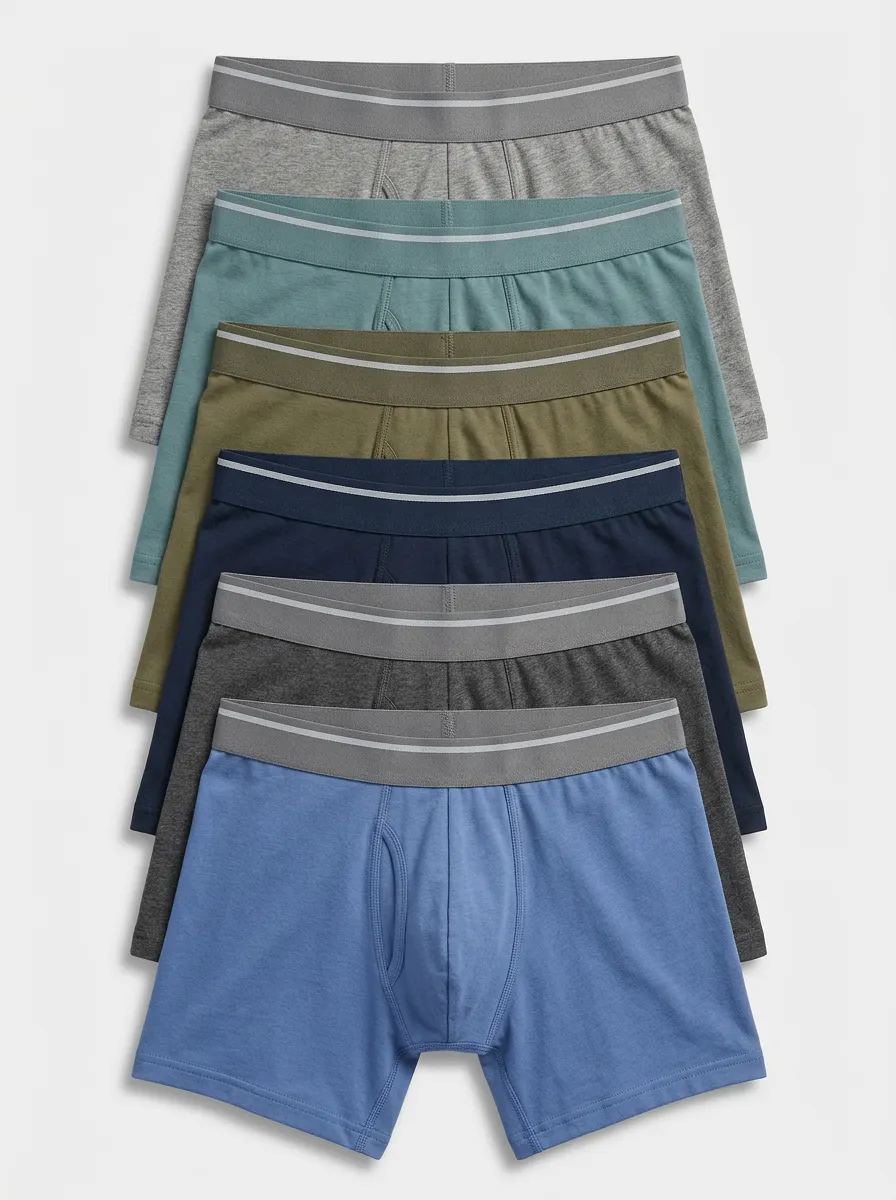 Men's Heathered Texture Striped Pattern 6-Pack Boxer Briefs