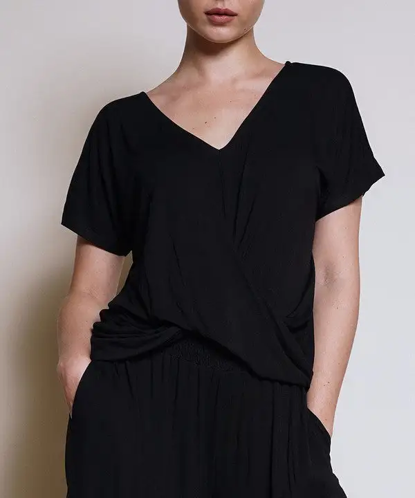 Bamboo Twist Front Dolman Top Tee