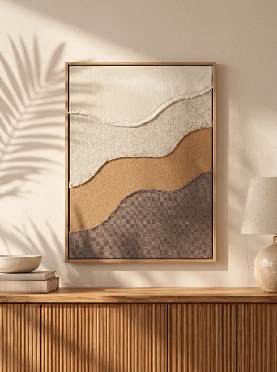 Calm Minimalist Abstract Layered Fabric Printed Wall Art
