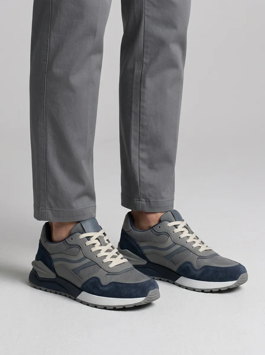 Men's Casual Sporty Suede Mesh Print Sneakers