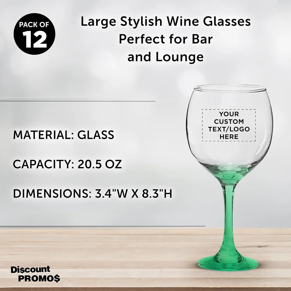 Custom Wedding Wine Glasses 20.5 oz Set of 12, Personalized Bulk Pack