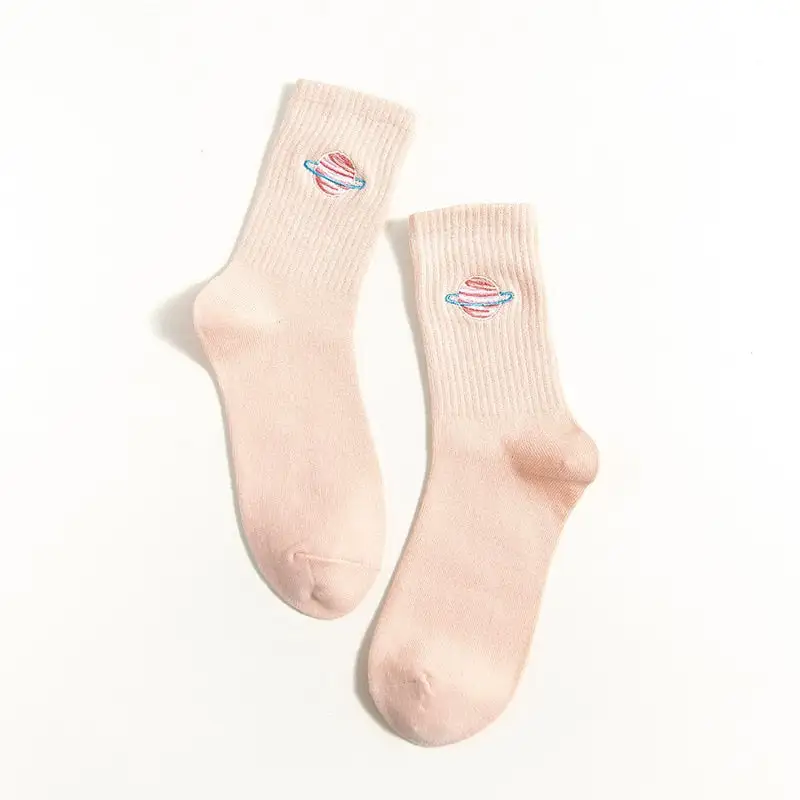 Soft Celestial Embroidered Knee High Socks